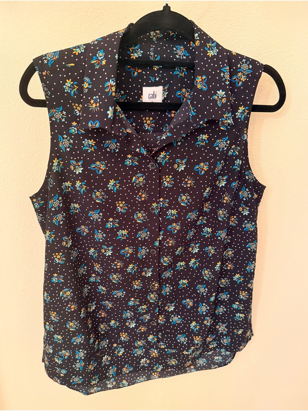 CAbi Whimsy Sleeveless Button-Front Floral style#3440
